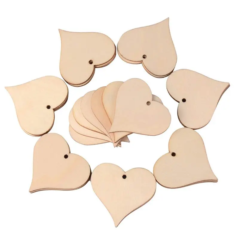 

Wooden Love Heart Slices Name Tags Wood Art Craft Pieces for Wedding DIY Projects Card Making 100pcs