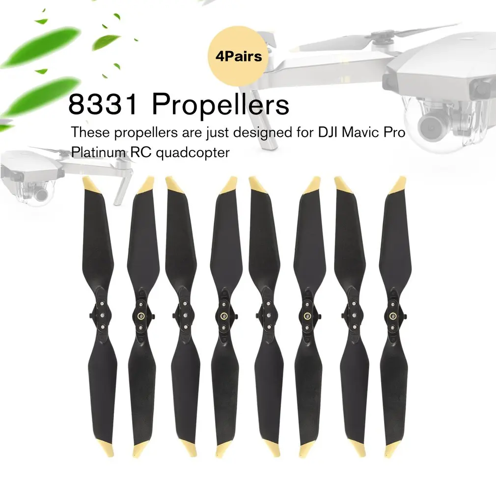 hot! 4 Pairs DJI Mavic Pro Platinum 8331 Low-Noise Quick-Release Propellers Golden and Silver for DJI Mavic pro series in stock