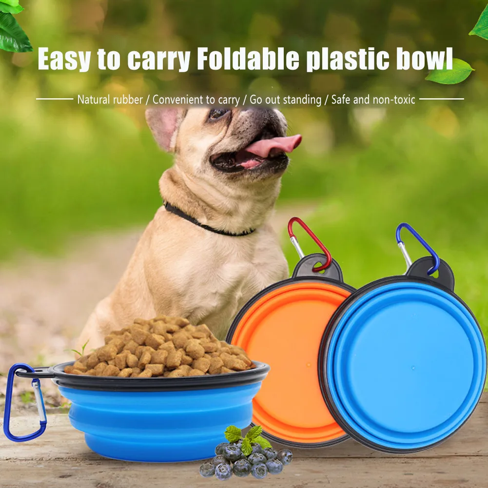 Cuenco plegable de silicona para perros, cuenco de viaje portátil para perros de compañía, contenedor de alimentos y alimentación de agua, 1 ud.