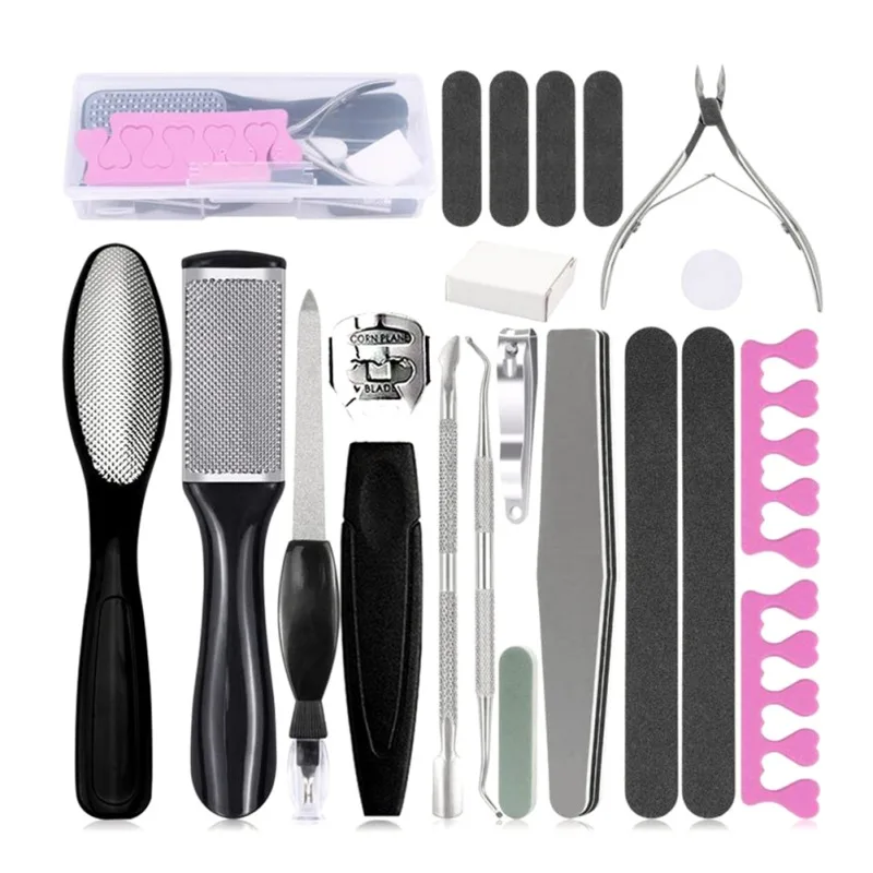 pé Purificador Profissional Pedicure Ferramentas Kit Rasp Arquivo Callu Removedor Definir Pés Esfoliante Mais Limpo 16 - 19 20 Pçs 21 High Quality Beleza e saúde
