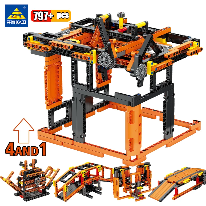 KAZI Tested High-Tech Mechanical Engineering Gear Model Building Blocks Truck Crane Kids Physics Educational STEM Bricks Toys