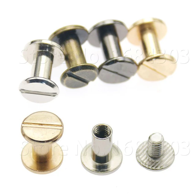 5 Set 4mm Solid Brass Round Head Stud Screw Rivets for DIY Leather