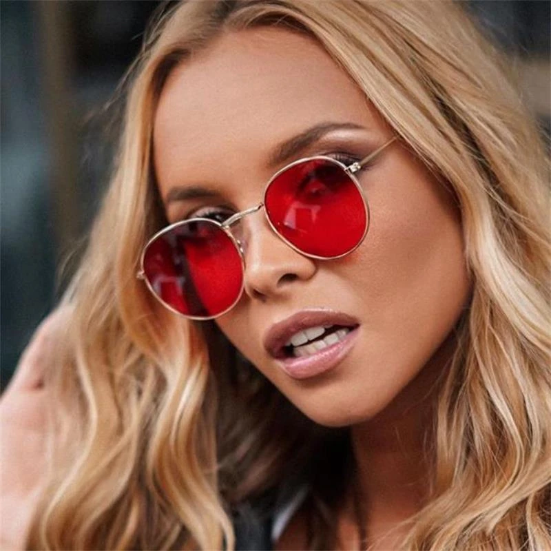 Isla Stewart Publicidad simultáneo Gafas de sol redondas rojas para mujer, lentes teñidas, pequeñas y  redondas, clásicas, UV400|Gafas de sol para mujer| - AliExpress