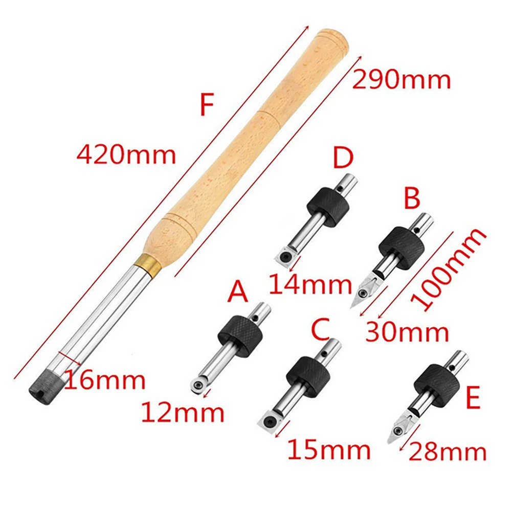 

12/30/15/14/28mm Multifunctional Alloy Steel Removable Wood Turning Tool with Wood Handle Carbide Insert Cutter Woodworking Tool