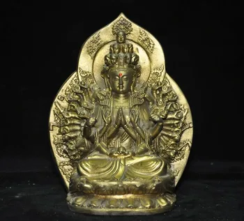 

6" Tibet Buddhism brass 1000 Arms Avalokitesvara kwan-yin GuanYin Buddha Statue