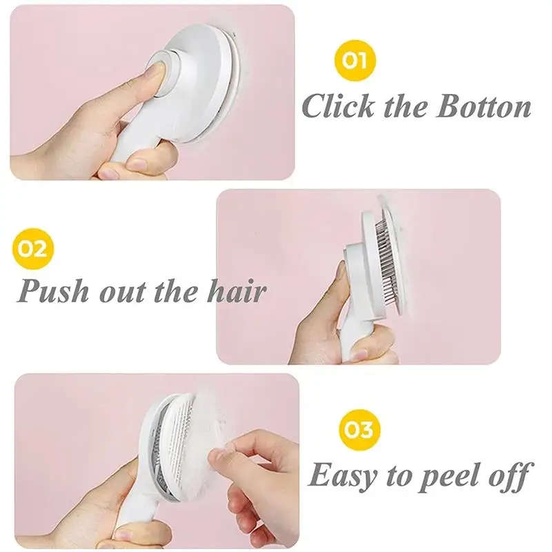 Pet Grooming Brush Cat Dog Comb Self Cleaning Brushes Hair Removes