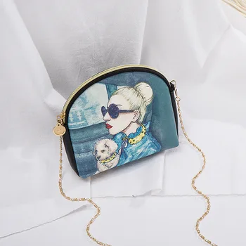 

2020 New Mini Small Bag Korean Shell Package Cartoon Print Chain Wild Fashion Shoulder Shoulder Bag Women