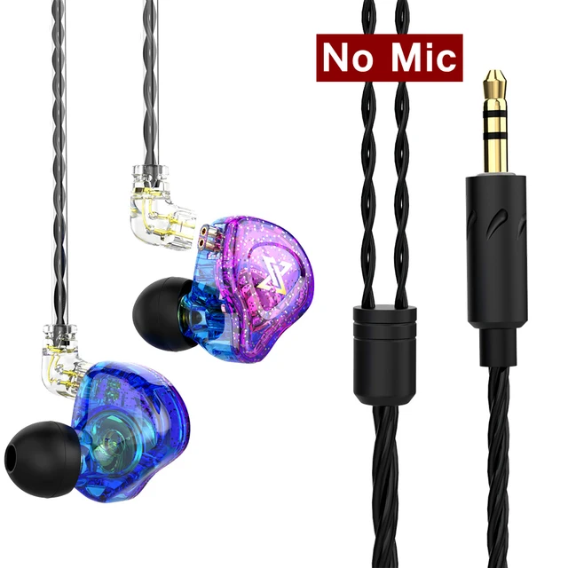 QKZ AK6 MAX Earphones Professional-grade In-Ear Monitor Dual-magnet Driver HIFI Bass Noise Cancelling Earbuds Headset Purple No Mic