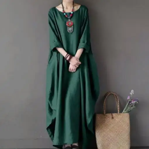 Новинка, летние женские платья Плюс, 4xl 5xl, свободные, большие размеры, Круглый ворот, белое, бохо платье, длинный рукав, макси платье, новинка, AE257