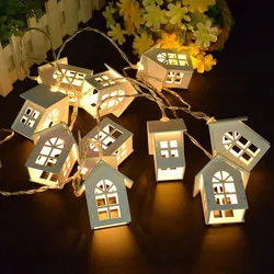 2M LED String Lights Wood House Lamp Christmas Garland 10LEDs New Year Wedding Party Holiday Room DIY Decoration