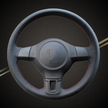 

Car Braid On The Steering Wheel Cover for Volkswagen VW Golf 6 Mk6 VW Polo MK5 2010-2013Q Auto Braiding Wheel Covers Accessory