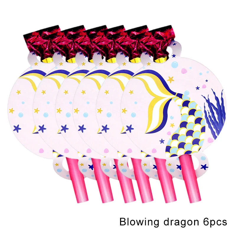 Blowing dragon 6pcs Вечерние одноразовые столовые приборы с хвостом русалки, скатерть, салфетка, декор для вечеринки в честь Дня Рождения, Детские вечерние принадлежности - Цвет: Blowing dragon 6pcs