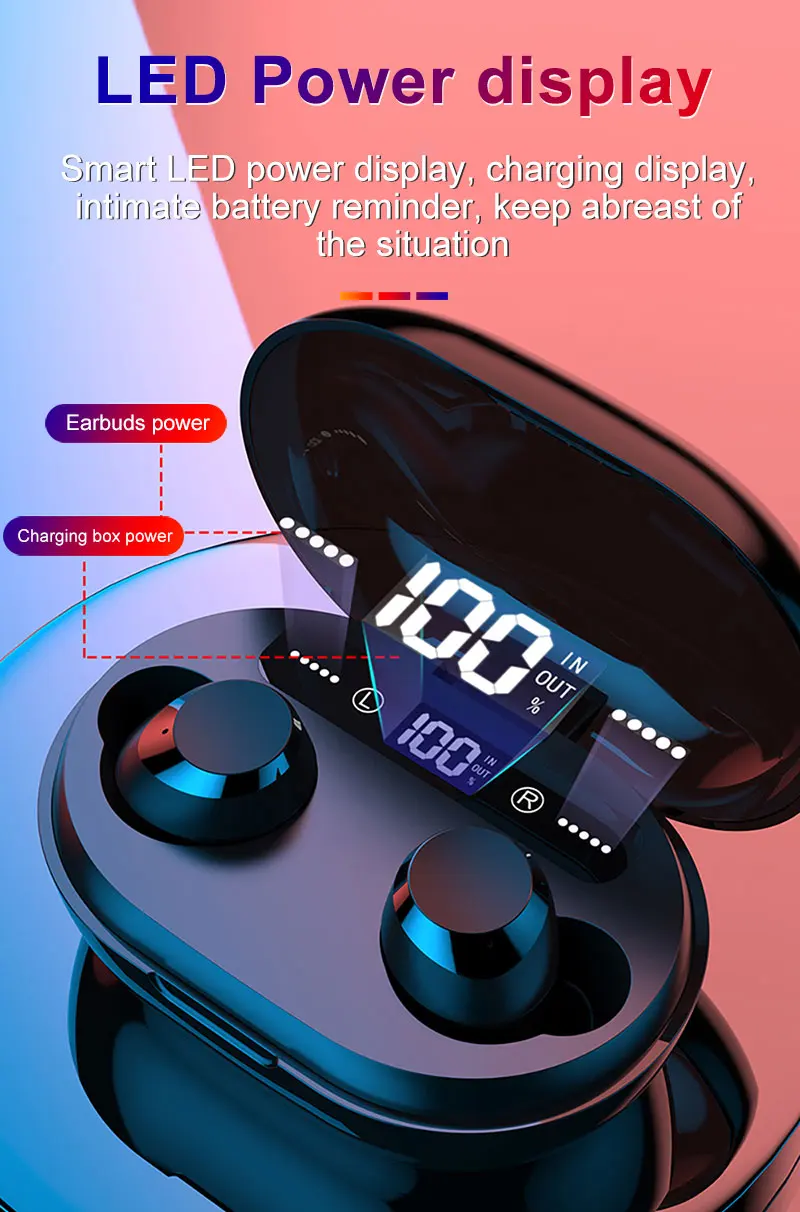 IPX5 Водонепроницаемый TWS Bluetooth 5,0 беспроводной наушник светодиодный дисплей 3000 мАч банк питания может заряжать для телефона сенсорный контроль гарнитуры