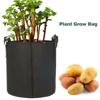 

4pcs Non-Woven Grow Bags Aeration Black Fabric Pots With Handles Planting Bag Seedling Flowerpot 3 Gallon