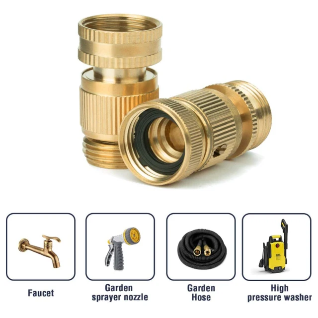 Kerti Tömlő Gyors Csatlakozó, Szilárd Sárgaréz 3/4 "1/2" Szabványos Adapter-Öntözőképes Szál Easy Connect No-Szivárgás (1Female+1Male) - Image 5