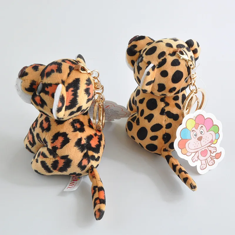1 шт. милый мультфильм животных леопард плюшевая игрушка брелок Брелок на рюкзак 15 см маленький подарок пара плюшевый брелок