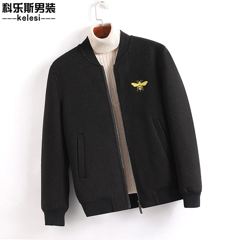 

2019 New Style Woolen Coat Men's Slim Fit Non-Cashmere Wool Short Double-faced Woolen Goods Stand Collar Wool Coat Kcdd8725