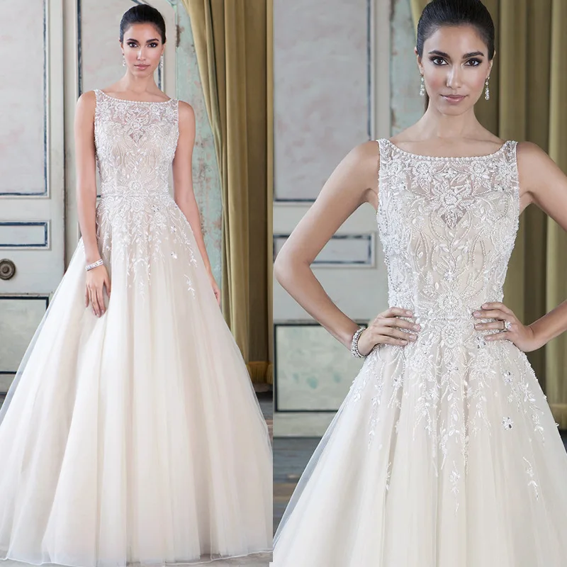 Женское свадебное платье принцессы роскошное кружевное трапециевидной формы с