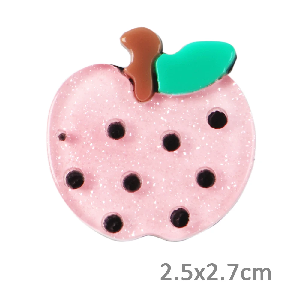 David accessories 25pcs/lot Fruit Flower Double-deck Resins DIY Bow Bag Shoes Handmade Material Home Decoration,25Yc7623 - Цвет: 25x27mm