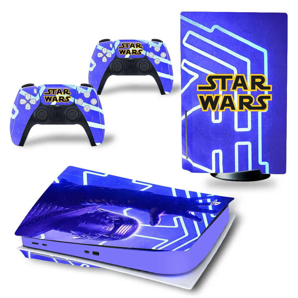 Marvel Star Wars PS5 Disk Skin Sticker Decal Cover for PlayStation 5 Console and 2 Controllers PS5 Disk Skin Sticker Vinyl