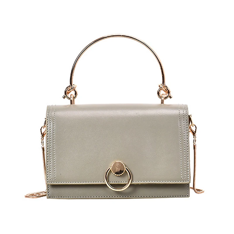 

ABZC-Women'S Mini Messenger Bag Metal Tote Bag Fashion Simple Style Shoulder Messenger Bag White