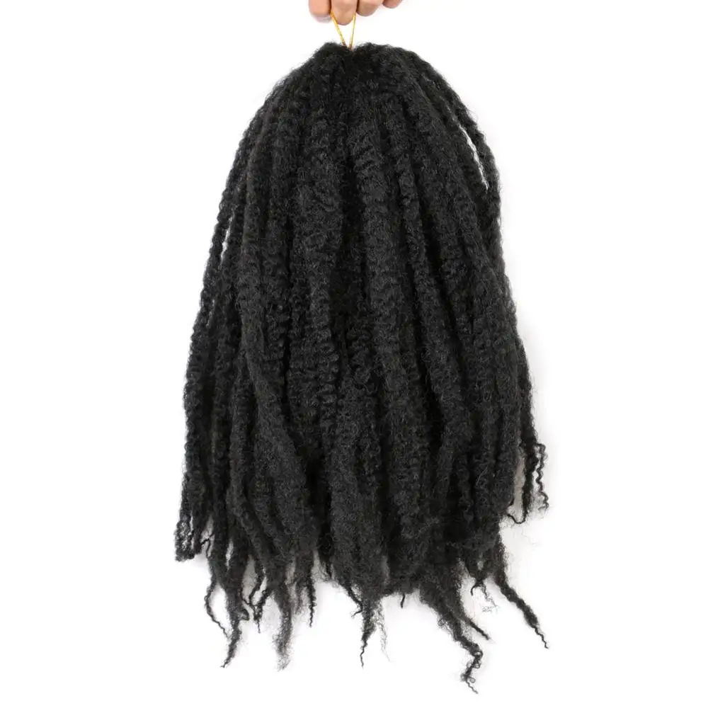 Pervado волосы 1" афро кудрявые Marley косички волосы фиолетовый коричневый серый синтетические вязанные косички для наращивания волос коллекция Janet - Цвет: # 1B