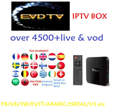 EVD tv IP tv M3U подписка android box android ip tv UK Italia португальский Французский Испанский Арабский IP tv M3u Smart World tv для Mag