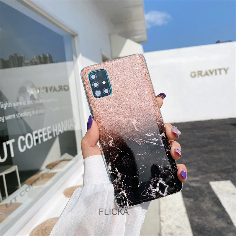 Luxury Marble Phone Case For Samsung Galaxy A51 A71 M51 A12 A42 A21S A31 A41 A01 A50 A70 A20E A30 A40 Silicone soft Back Cover cute samsung phone case