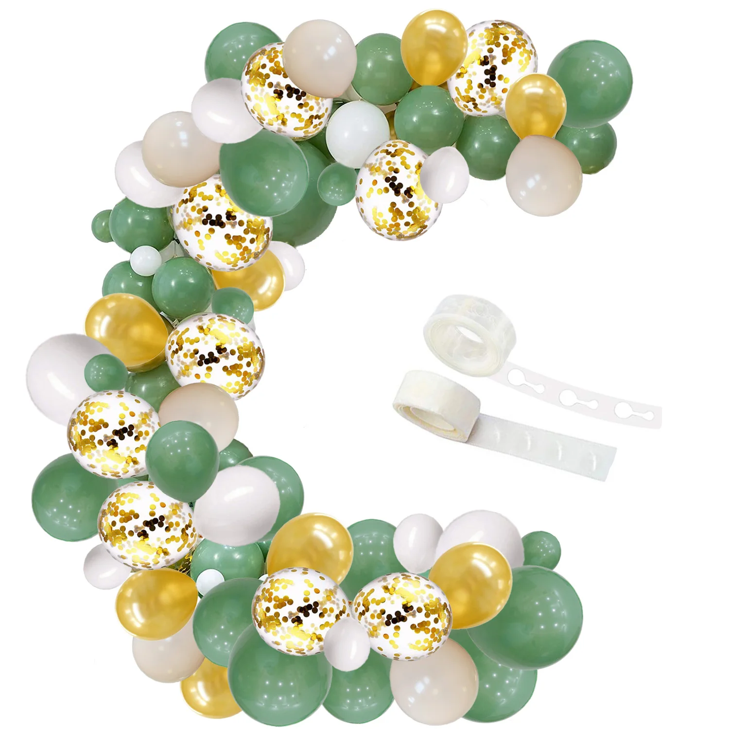 Party Décor Olive Green Gold and White Balloon Garland Arch Kit for