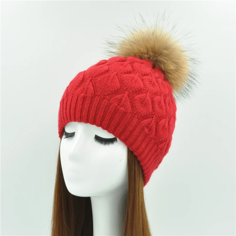 Women Winter Hat Angora Knitted Wool Beanie Female New Fashion Casual Outdoor Thick Ladies Warm Fur Ball Hats