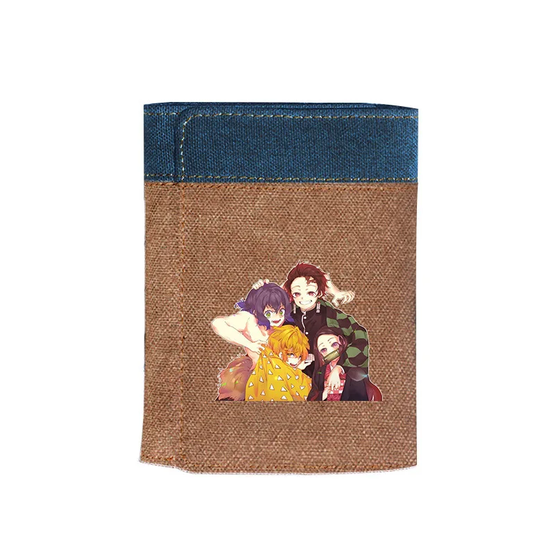 Demon Slayer: Kimetsu No Yaiba Kamado Nezuko Tanjirou Short Wallet Card Holder Cosplay Canvas Money Bag Coin Purse Gift