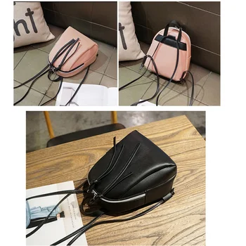 

2020 New lady small backpack women leather Shoulder Bag Multi-Function mini backpack female School bagpack bag for teenage gril