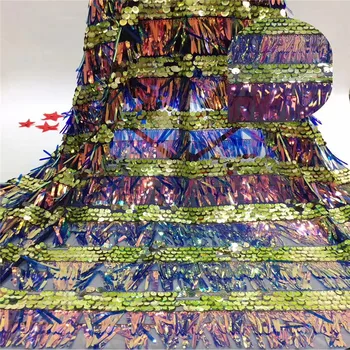 

Madison Sequins lace fabric 2019 new arrival African mesh lace fabric High quality French multi color women dress with 5 yards