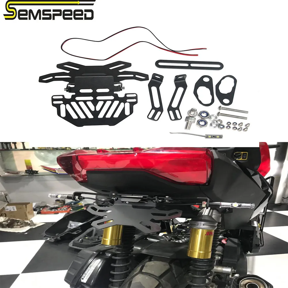 SEMSPEED мотоцикл adv 150 держатель номерного знака Кронштейн с LED светильник для Honda ADV150