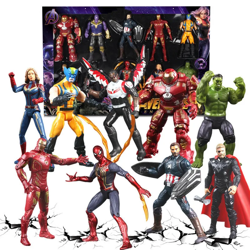

Light Hand Movable PVC Marvel Super Heroes Toy Characters Doll Spiderman Captain America Hulk Ironman War Machine Action Figures