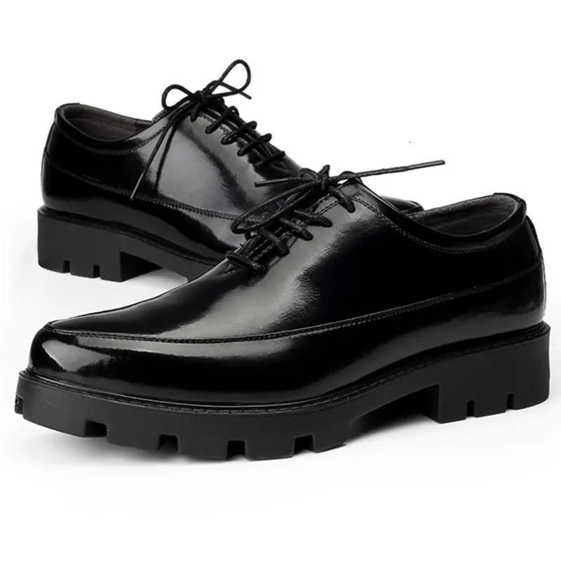 

Spring Autumn 8cm sole Men Casual leather shoes Lace-Up Pointed Toe Brogue Shoes Male Flats Business dress shoes Oxford w5