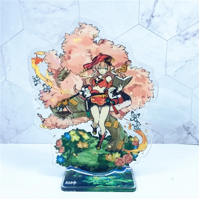 Anime Figure Genshin Impact Eula Klee Zhongli Xiao Acrylic Stand Model Plate Desk Decor Standing Sign Fans Collection Gifts 8