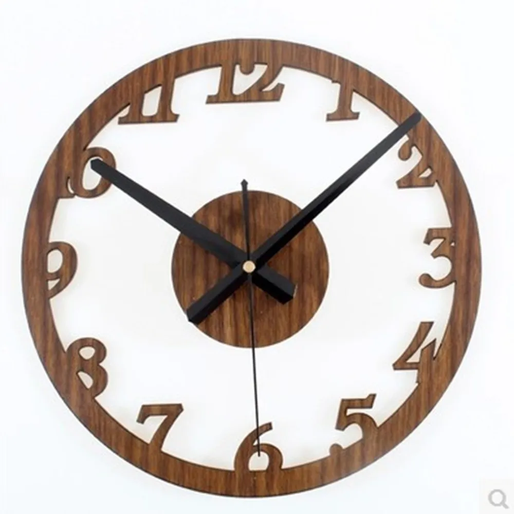 Creative Wooden Wall Clocks Simple Digital Circle DIY Clock Vintage Shop Hanging Watch European Home Deco | Дом и сад