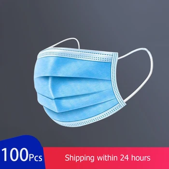 

100 Pcs Mask Disposable 3 Ply Anti Dustproof Mouth Mask Protective Breathable PM25 Filter Respirator FPP2 Face Masks Hot Sale