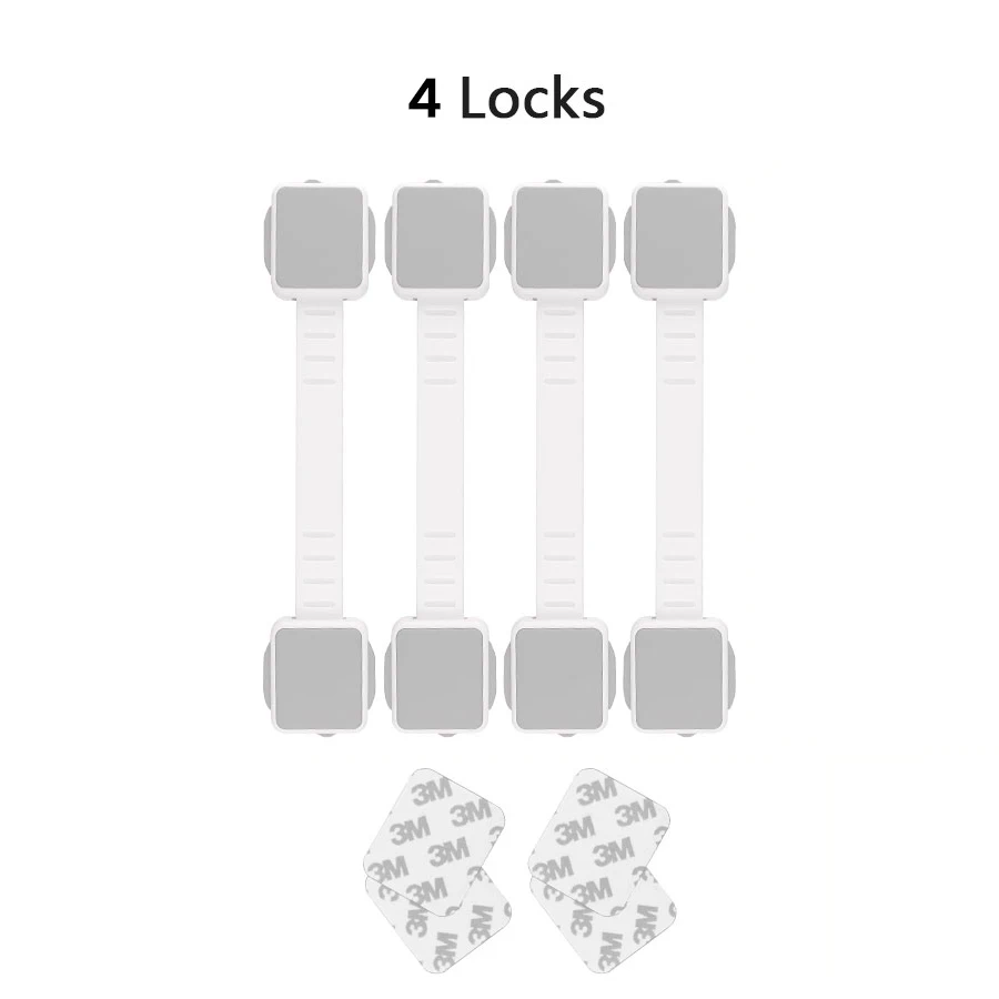 Grey 4 Locks Замок для защиты детей, Многофункциональный замок для безопасности детей, замок для двери шкафа, регулируемый замок для безопасности холодильника, замок для детей - Color: Grey 4 Locks