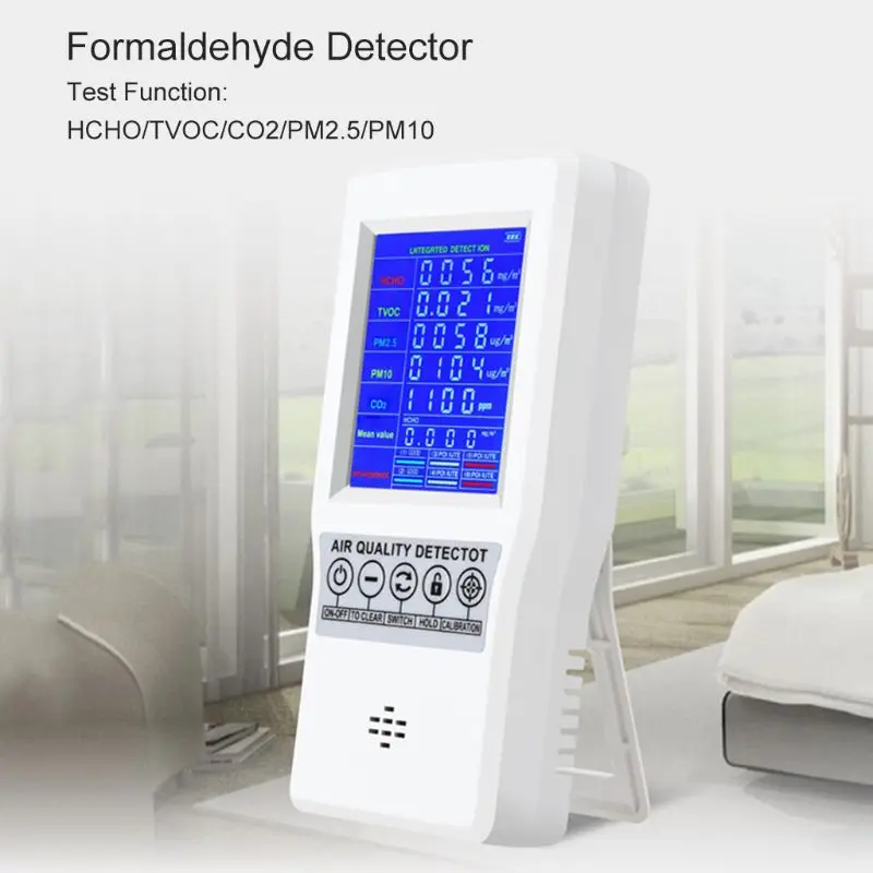 Цифровой ЖК-детектор формальдегида HCHO/TVOC/CO2/PM2.5/PM10 тестер AQI монитор качества воздуха анализатор газа