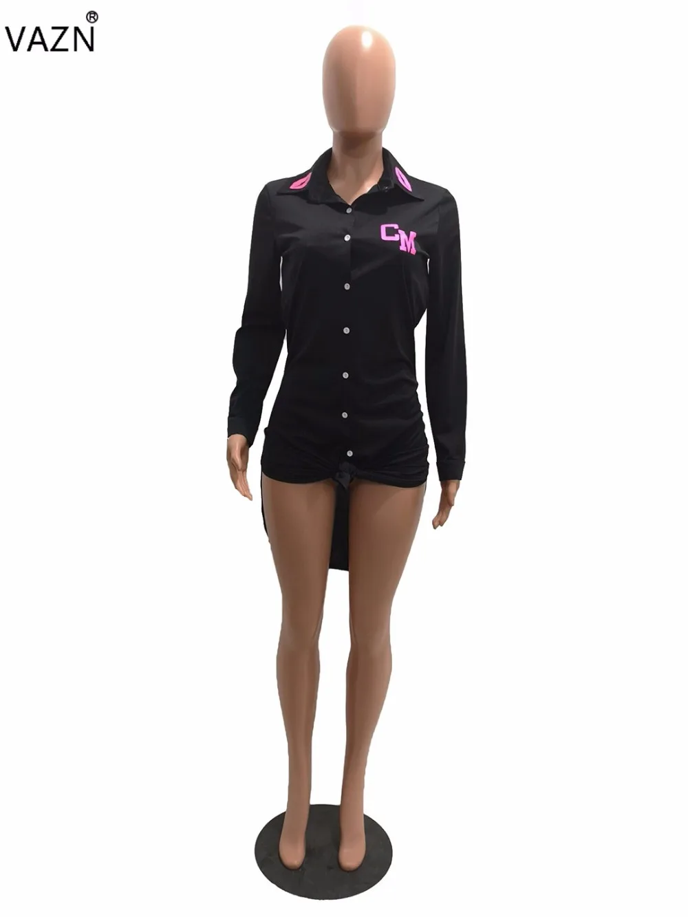 VAZN осень Женские повседневные модные брендовые женские длинные футболки с буквенным принтом, длинный рукав, уличная Женская Облегающая рубашка, стильные футболки DM8015