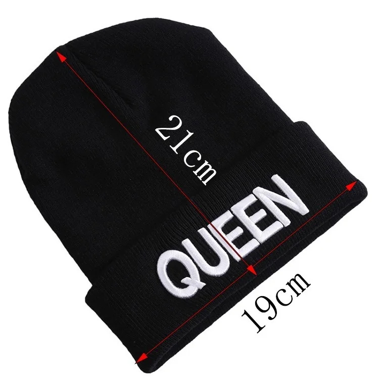 Шапочки, шапка с вышитыми буквами KING QUEEN, теплая зимняя шапка, вязаная шапка в стиле хип-хоп для мужчин и женщин, для любителей уличных танцев, облегающая Шапка черного цвета