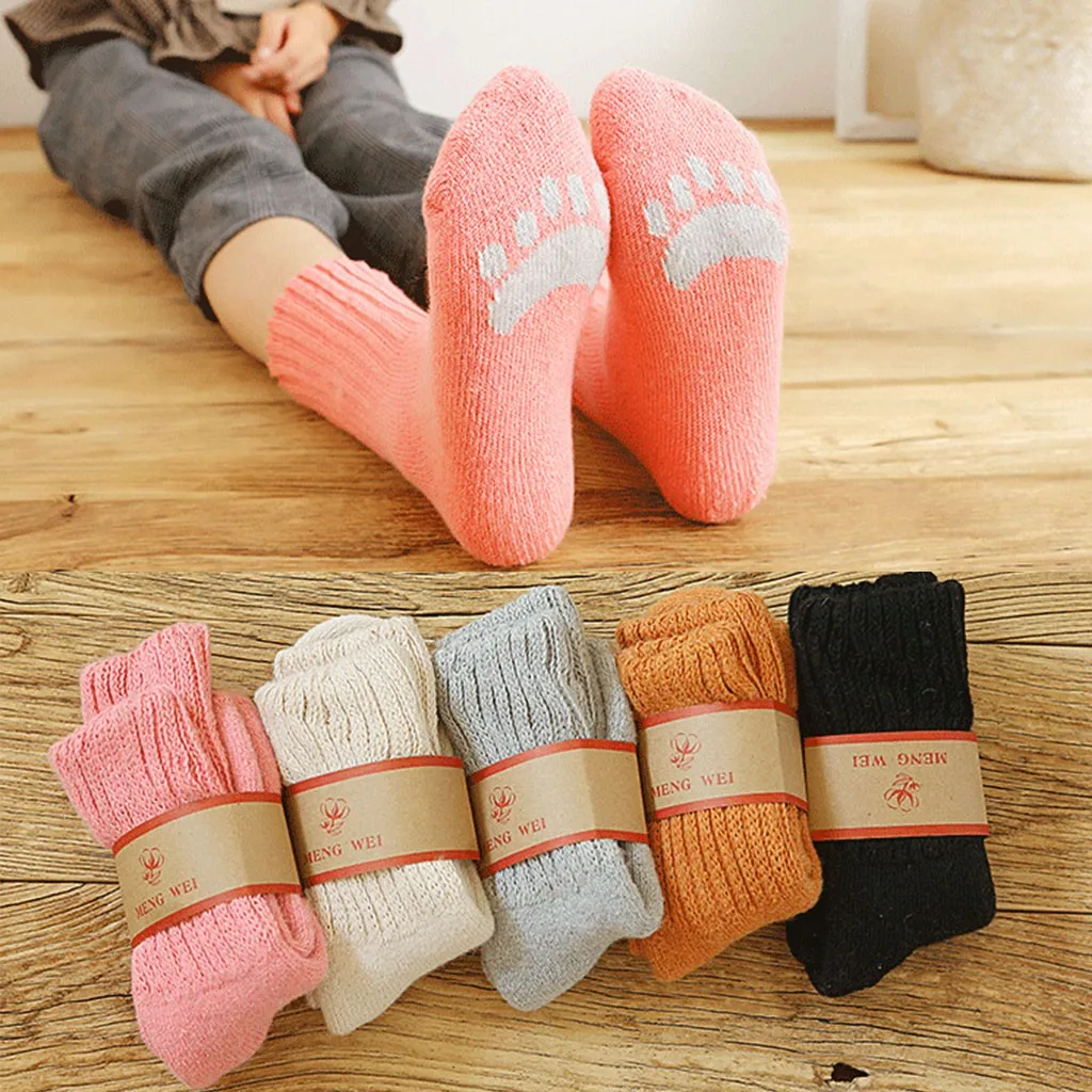Простые женские носки, 1 пара, женские осенне-зимние милые теплые носки, повседневные толстые теплые однотонные носки без пятки@ 5