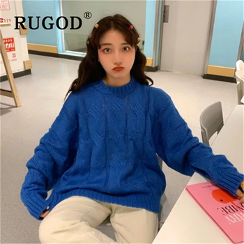 

RUGOD Sweater women 2019 new Fashion long sleeve auturm twisted ladies pullover sweaters Fashion loose Oversized femle pullovers
