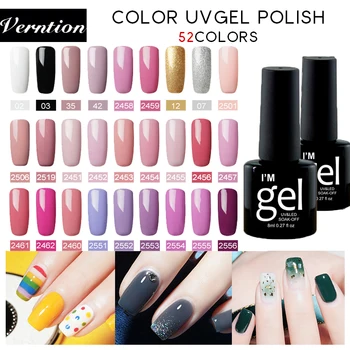 

Verntion Color Hybrid Nail Polish Off-white Nail Polish Bottle of UV Manicure Colors Semi Permanent Nail Polish Art Gel Varnish