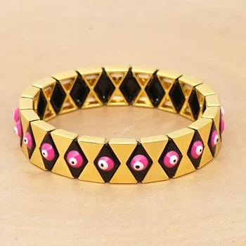 

Shinus Bracelets For Women Mens Jewellery Evil Eye Bracelet Golden Enamel Tile Beads Accesorios Summer Bracciali Uomo Armband