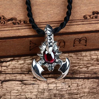

ZHJIASHUN Retro 100% 925 Sterling Silver Scorpion Pendant Necklace Natural Garnet Ruby Pendants Jewelry For Women