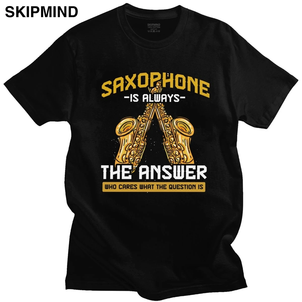Handsome Male Musical Instrument Saxophone T Shirts Short-Sleeve O-neck Cotton T-shirt Graphic Sax Player Tshirt Saxophonist Tee | Мужская