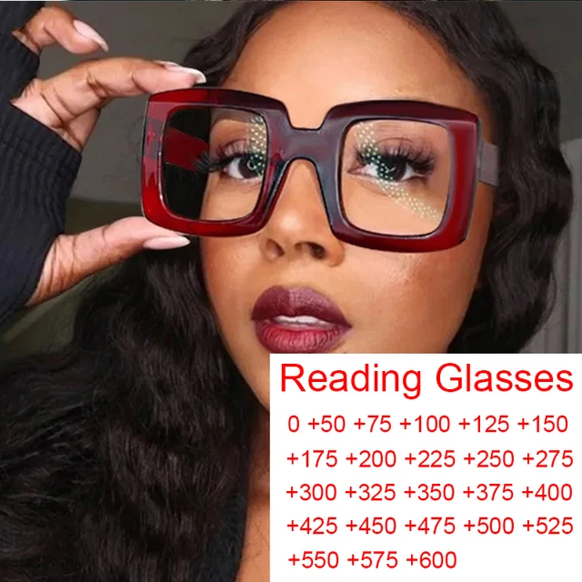 Montura de gafas ópticas para hombre y mujer, gafas graduadas de lectura cuadradas únicas, Anti luz azul, roja, puntos grandes de 0 6, 2022 - AliExpress